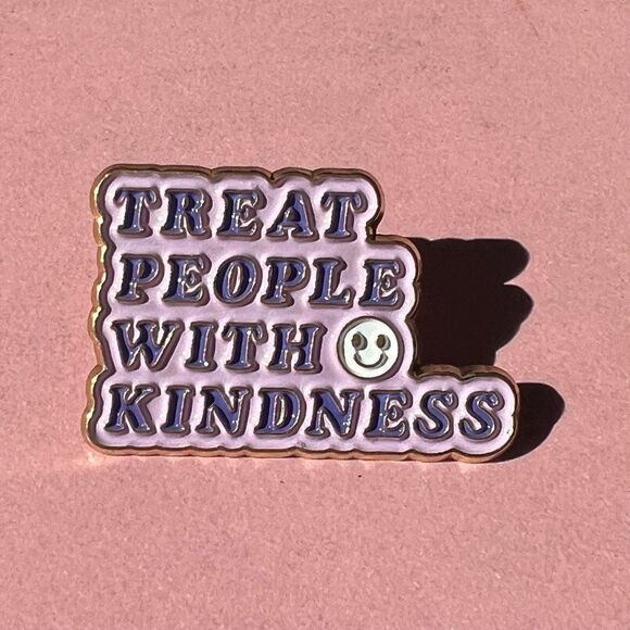 Treat people with kindness purple y2k bubble letter enamel pin - Picture 3 of 7